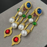 Vintage Tassel Ear Clip Rhinestone Earrings