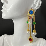 Vintage Tassel Ear Clip Rhinestone Earrings
