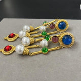Vintage Tassel Ear Clip Rhinestone Earrings