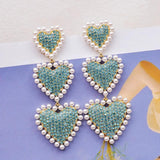 Japan Big Heart Rhinestone Drop Earrings for Women