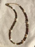 Freshwater Pearl Green Stone Necklace Sweet Beaded Pearl Jewelry