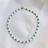 Freshwater Pearl Green Stone Necklace Sweet Beaded Pearl Jewelry