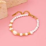 Y2K Freshwater Pearl Necklace Stainless Steel Charm Jewelry Set