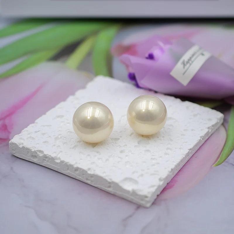 Ball-Shape Dangle Pearl Earrings For Women Golden Rosegold