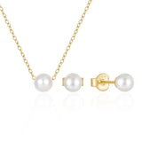 925 Silver Pearl Jewelry Set Necklace Earrings For Women