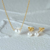 925 Silver Pearl Jewelry Set Necklace Earrings For Women