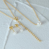 925 Silver Pearl Jewelry Set Necklace Earrings For Women