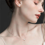 925 Silver Pearl Jewelry Set Necklace Earrings For Women