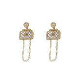 Vintage Pearl Flower Tote Bag Tassel Earrings