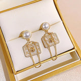 Vintage Pearl Flower Tote Bag Tassel Earrings