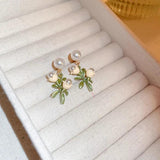 925 Silver Pearl Flower Drop Earrings Women Jewelry