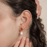 Agate Pearl Pendant Stud Earrings Vintage S925 Sterling Silver
