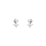 925 Silver Rose Pearl Flower Stud Earrings for Women