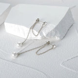 925 Silver Zircon Tassel Earrings With Pearl Charm