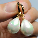 14X16mm Shell pearl Dangle Earrings 14K Wedding FOOL'S Women