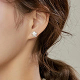 Star Pearl Earrings 10-12mm Freshwater 925 Sterling Silver Delicate Small