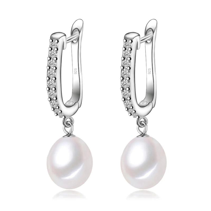 Freshwater Grey Pearl Earrings, 925 Sterling Silver Women's Earrings