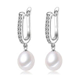 Freshwater Grey Pearl Earrings, 925 Sterling Silver Women's Earrings