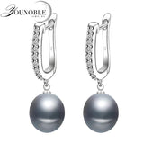 Freshwater Grey Pearl Earrings, 925 Sterling Silver Women's Earrings