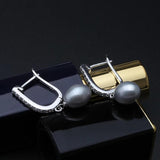 Freshwater Grey Pearl Earrings, 925 Sterling Silver Women's Earrings