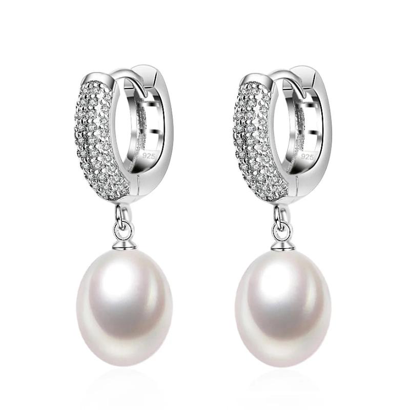 925 Silver Earrings with Natural Pearls Women