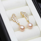 Natural Pearl Earrings, Gold Plated, Mother's Birthday Gift