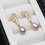 Natural Pearl Earrings, Gold Plated, Mother's Birthday Gift