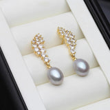 Natural Pearl Earrings, Gold Plated, Mother's Birthday Gift