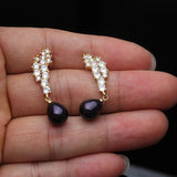 Natural Pearl Earrings, Gold Plated, Mother's Birthday Gift