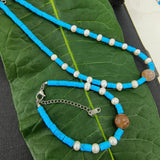 Turquoise Pearl Chain Set Stainless Steel Beads Jewelry Set
