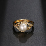 Zirconia Pearl Decoration Ring Adjustable Jewelry for Women