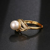 Zirconia Pearl Decoration Ring Adjustable Jewelry for Women
