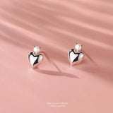 999 Sterling Silver Shell Pearls Heart Stud Earrings for Women Girls