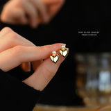 999 Sterling Silver Shell Pearls Heart Stud Earrings for Women Girls