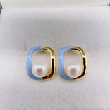 Freshwater Pearl Square Stud Earrings 14K Filled Jewelry For Women