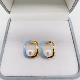 Freshwater Pearl Square Stud Earrings 14K Filled Jewelry For Women