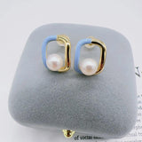 Freshwater Pearl Square Stud Earrings 14K Filled Jewelry For Women