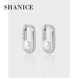 SHANICE S925 Oval Pearl Hoop Earrings Women Allergy-Free Party Jewelry Gift