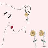 Sterling Silver Pansy Flower Cactus Earrings