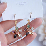 14K Crystal Flower Pearl Hoop Earrings for Women Jewelry