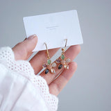 14K Crystal Flower Pearl Hoop Earrings for Women Jewelry