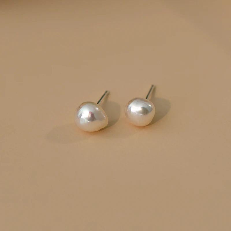 Sterling Silver Baroque Pearl Stud Earrings for Women