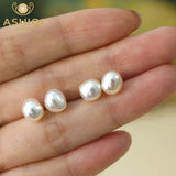 Sterling Silver Baroque Pearl Stud Earrings for Women
