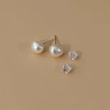 Sterling Silver Baroque Pearl Stud Earrings for Women