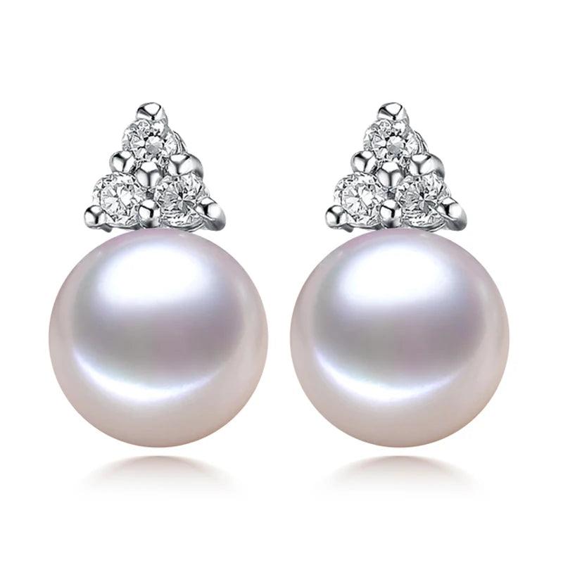 Freshwater Pearl Earrings 925 Sterling Silver Studs