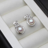 925 Silver Flower Pearl Earrings, Anniversary Gift