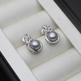 925 Silver Flower Pearl Earrings, Anniversary Gift