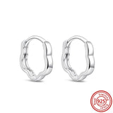 925 Silver Sparkling Heart Hoop Pearl Earrings Women's Jewelry