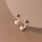 925 Silver Baroque Pearl Stud Earrings for Women Wedding