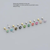 925 Silver Stud Earring Zircon Flowers Pearls
